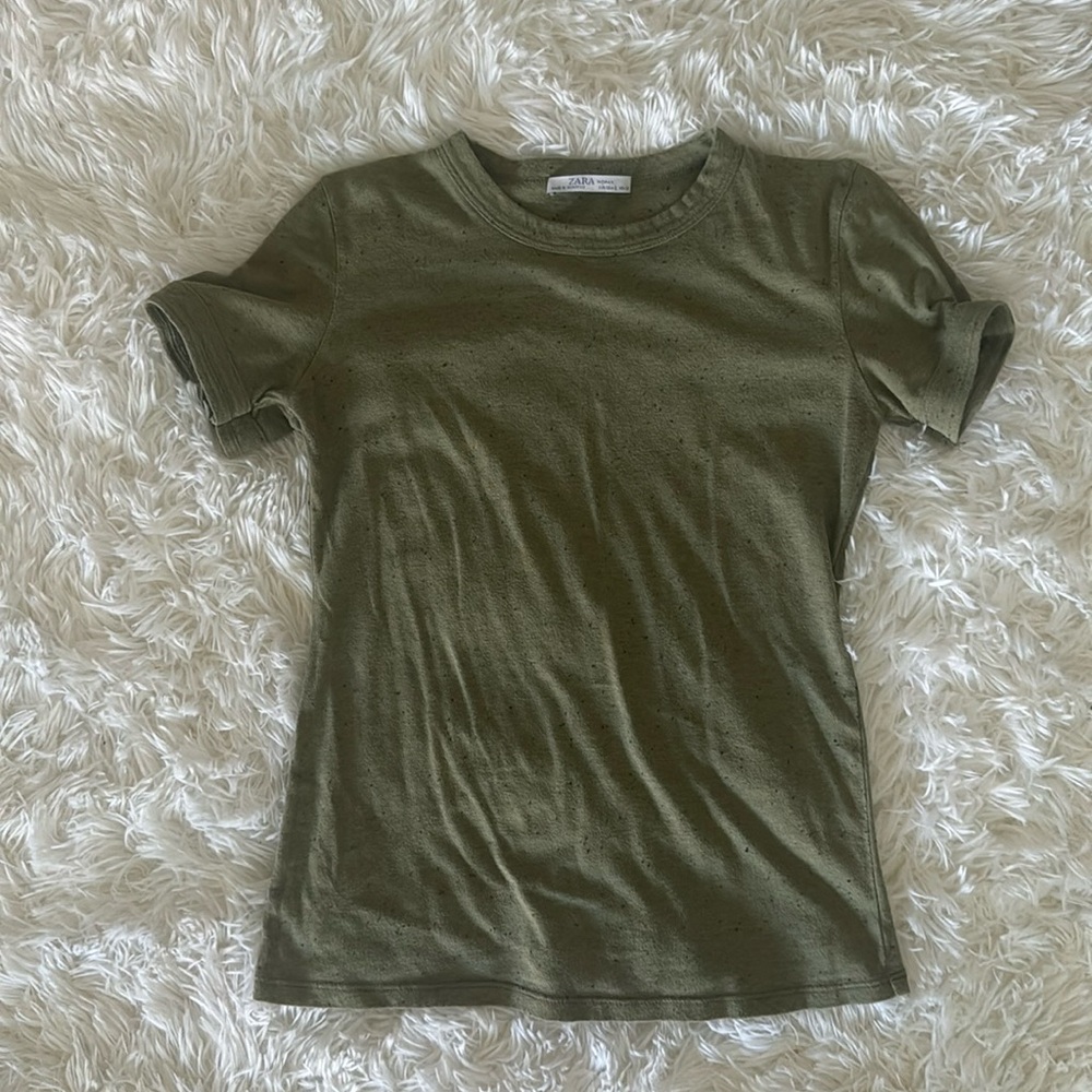 Olive green black speckle T-shirt